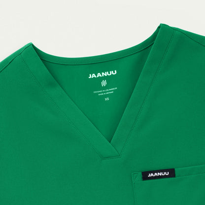 Rhena Essential 1-Pocket Scrub Top - Emerald Green - WOMEN'S TOPS - Jaanuu