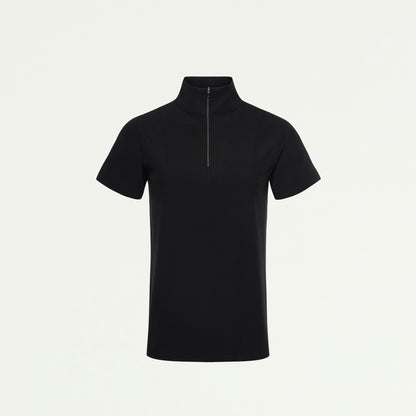 Nora Half-Zip Collared Scrub Top - Black - WOMEN'S TOPS - Jaanuu