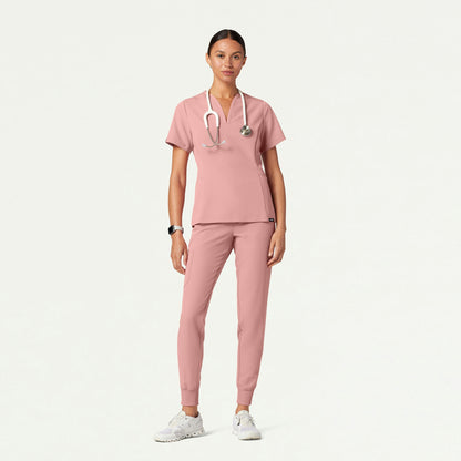 Calix Fit & Flare Scrub Top - Mauve - WOMEN'S TOPS - Jaanuu