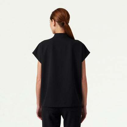Aris Oversized 2-Pocket Scrub Top - Black - WOMEN'S TOPS - Jaanuu