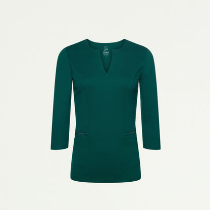 Zoe Slim 3/4-Sleeve ULTRAsoft Scrub Top - Midnight Green - WOMEN'S TOPS - Jaanuu