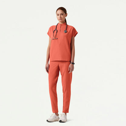 Aris Oversized 2-Pocket Scrub Top - Terra - WOMEN'S TOPS - Jaanuu