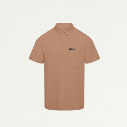 Axis Polo Scrub Top - Clay - MEN'S TOPS - Jaanuu