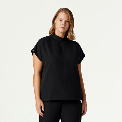 Aris Oversized 2-Pocket Scrub Top - Black - WOMEN'S TOPS - Jaanuu