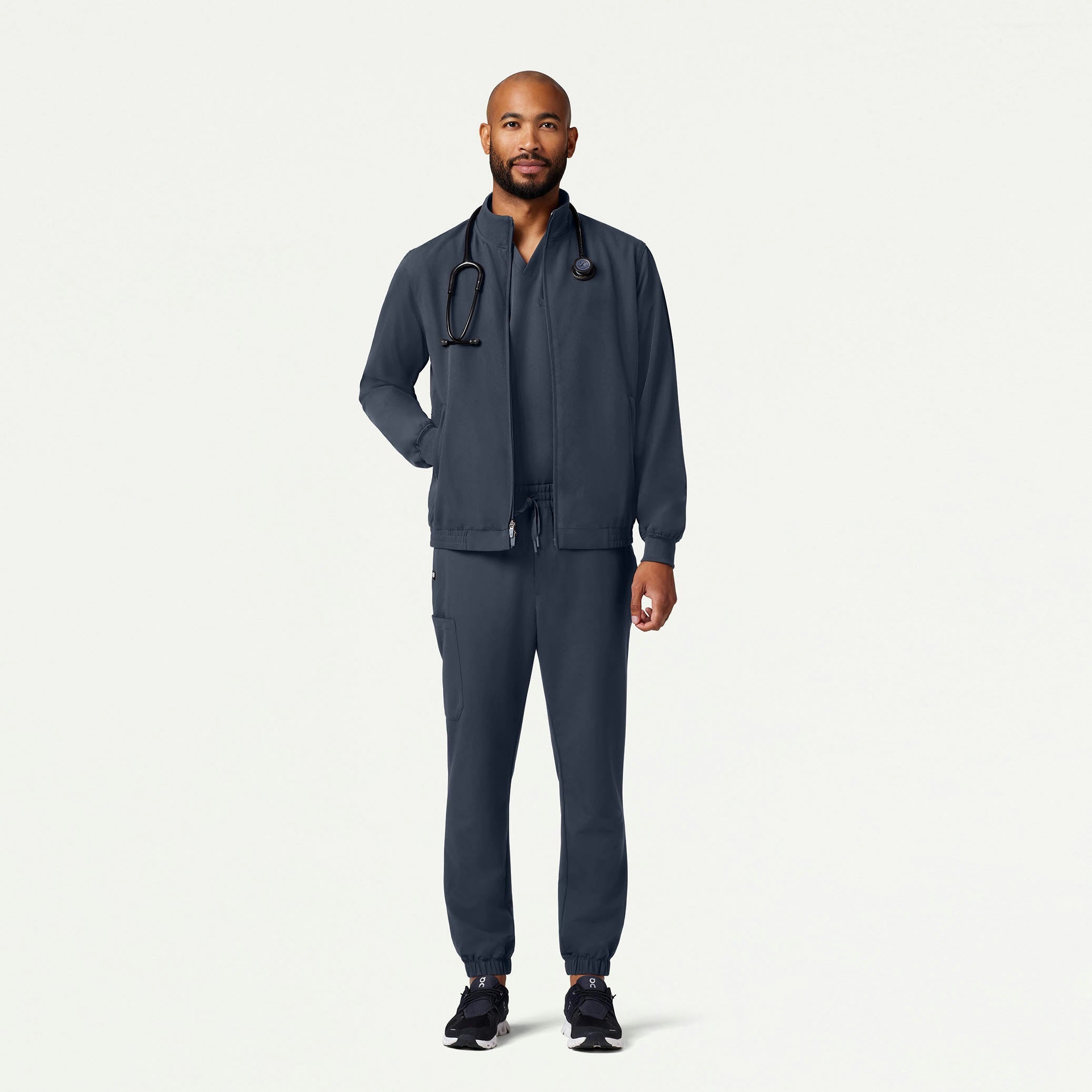 The Ballard Jacket Scrub Set - Carbon Gray