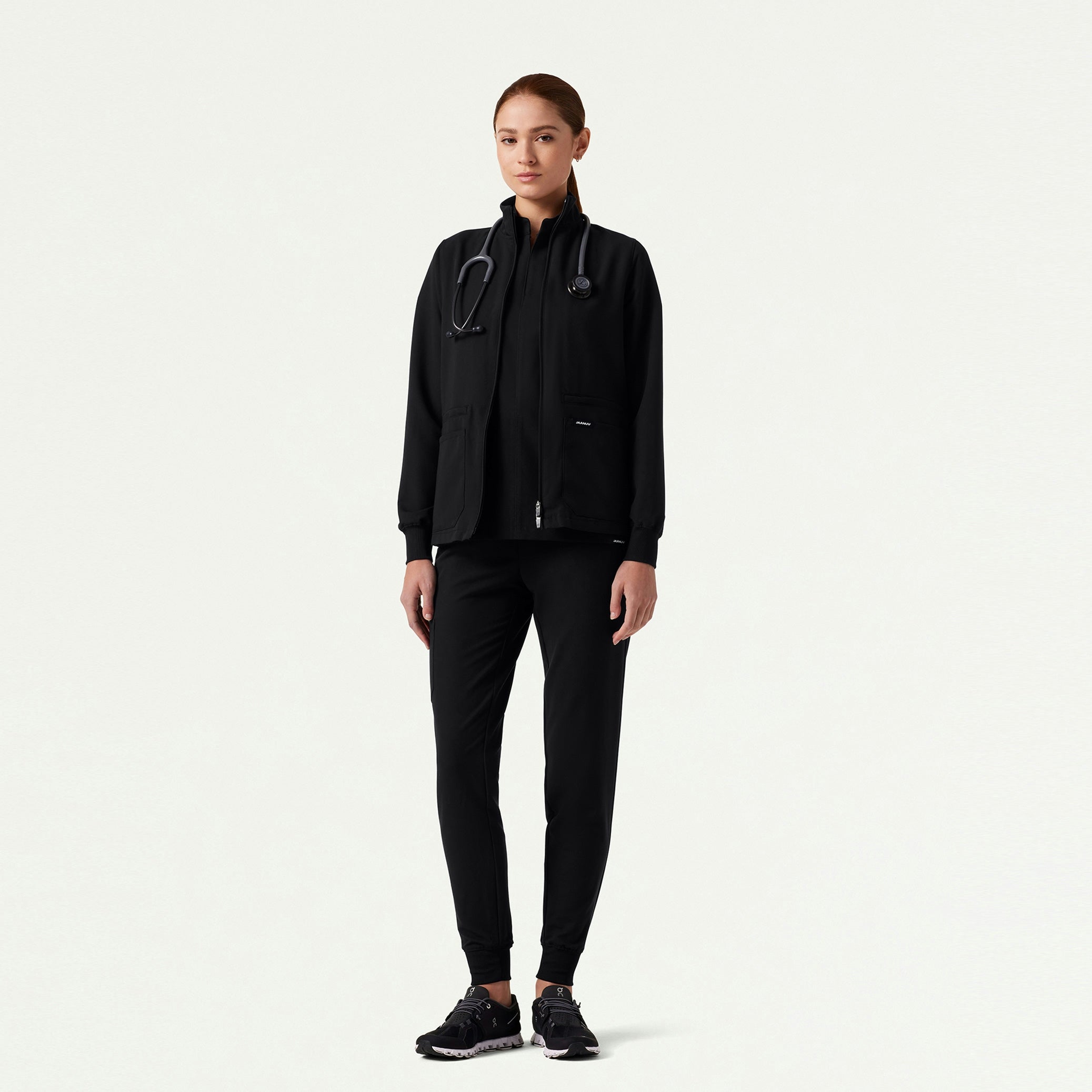 The Davie Jacket Scrub Set - Black