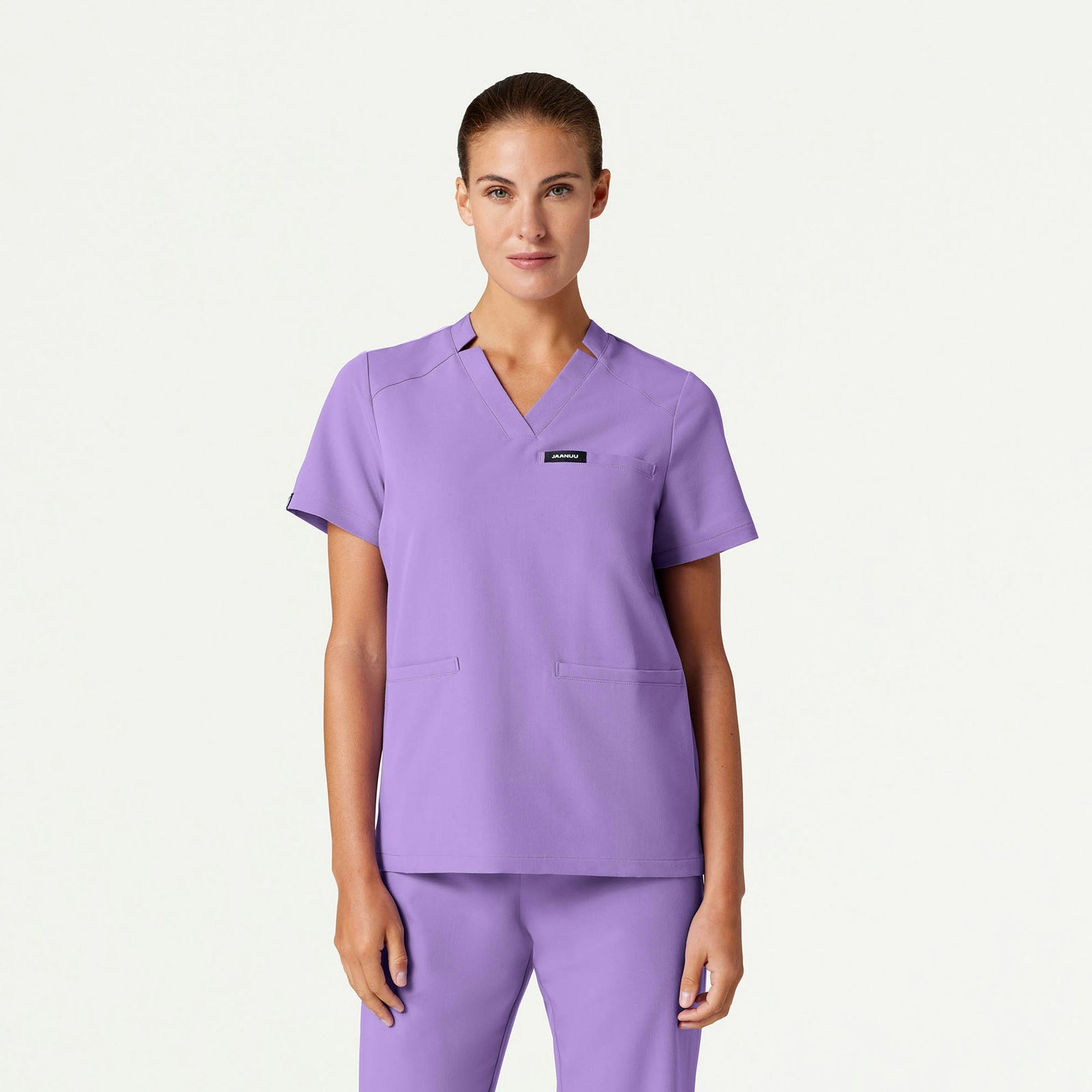 Helia Notched V-Neck Scrub Top - Lilac - WOMEN'S TOPS - Jaanuu