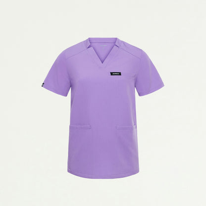 Helia Notched V-Neck Scrub Top - Lilac - WOMEN'S TOPS - Jaanuu