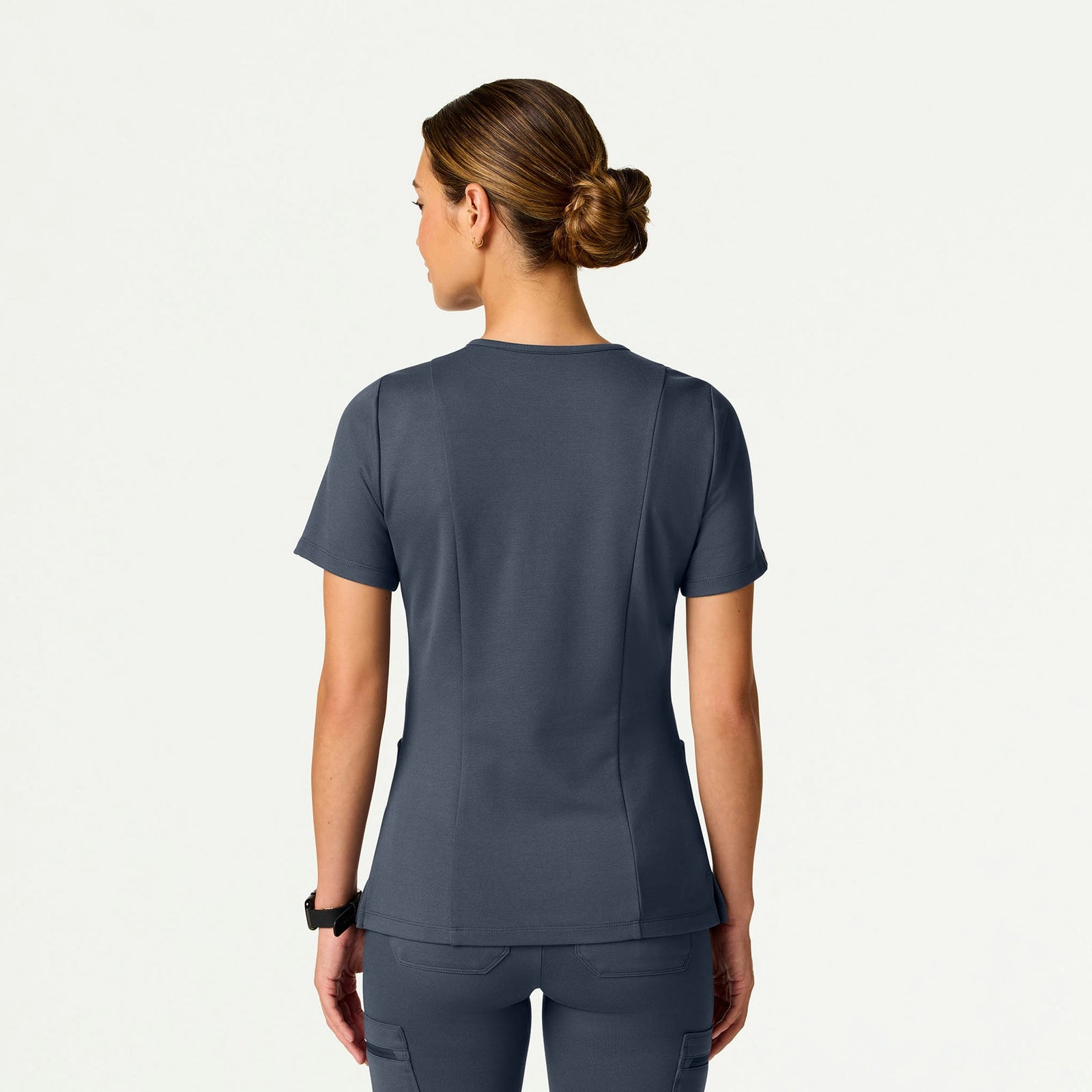 Kass Slim 4-Pocket ULTRAsoft Scrub Top - Carbon Gray