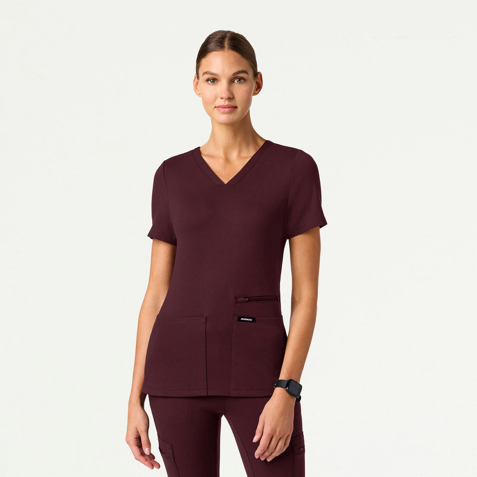 Kass Slim 4-Pocket ULTRAsoft Scrub Top - Raisin - WOMEN'S TOPS - Jaanuu
