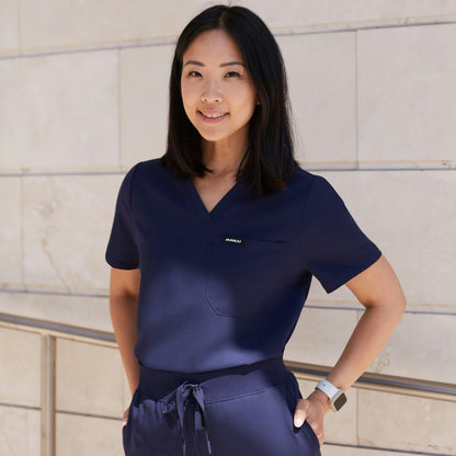 Rhena Essential 1-Pocket Scrub Top - Midnight Green - WOMEN'S TOPS - Jaanuu