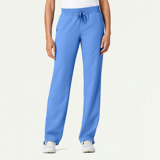 Xenos Essential Knit-Waist Scrub Pant - Ceil Blue - WOMEN'S PANTS - Jaanuu