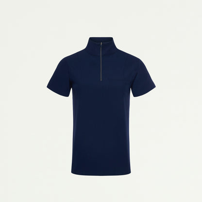 Nora Half-Zip Collared Scrub Top - Midnight Navy - WOMEN'S TOPS - Jaanuu