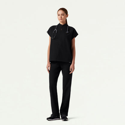 Aris Oversized 2-Pocket Scrub Top - Black - WOMEN'S TOPS - Jaanuu