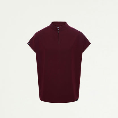 Aris Oversized 2-Pocket Scrub Top - Burgundy - WOMEN'S TOPS - Jaanuu