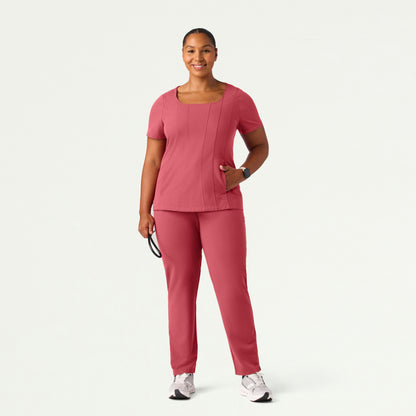 Emery Slim Square-Neck Scrub Top - Mulberry - WOMEN'S TOPS - Jaanuu