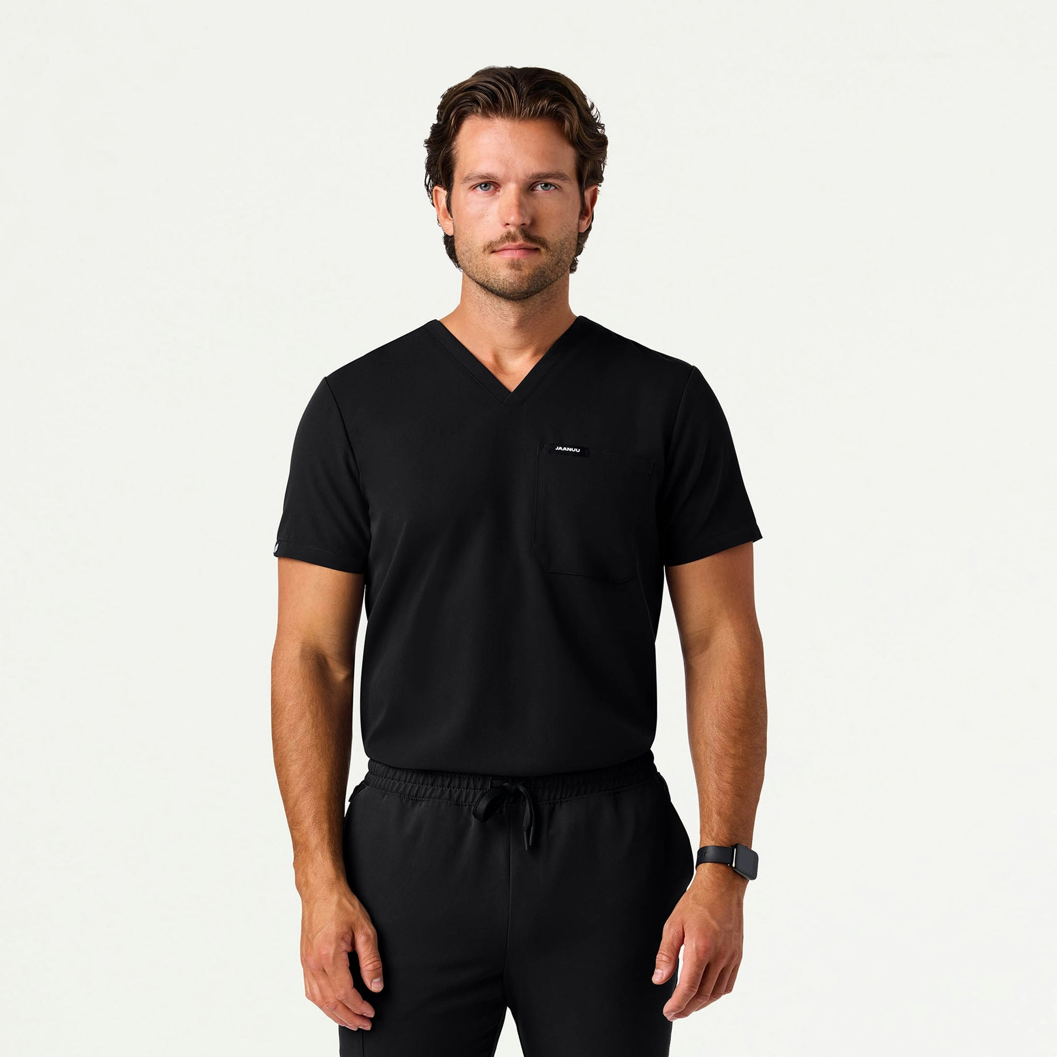 Holmes Slim Everyday 1-Pocket Scrub Top - Black - MEN'S TOPS - Jaanuu