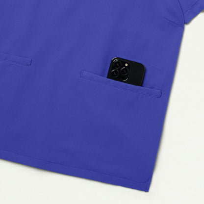 Helia Notched V-Neck Scrub Top - Moon Blue - WOMEN'S TOPS - Jaanuu