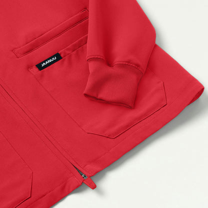 Ceri Essential 6-Pocket Scrub Jacket - Brilliant Red - WOMEN'S JACKETS - Jaanuu