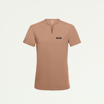 Andra Slim 1-Pocket Scrub Top - Clay - WOMEN'S TOPS - Jaanuu