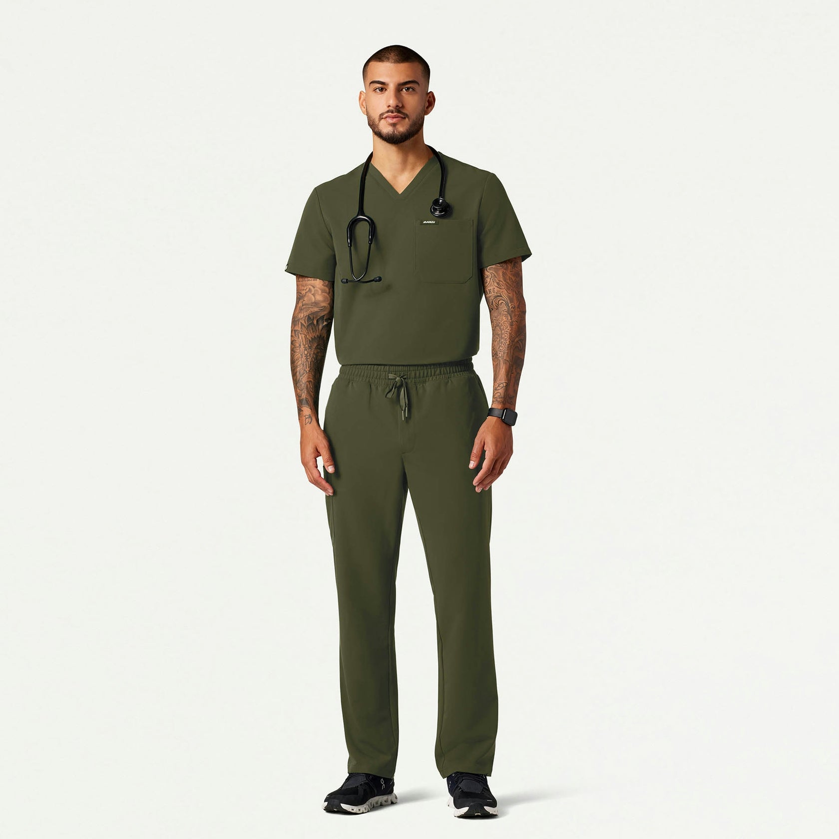 Holmes Everyday 1-Pocket Scrub Top - Olive - MEN'S TOPS - Jaanuu