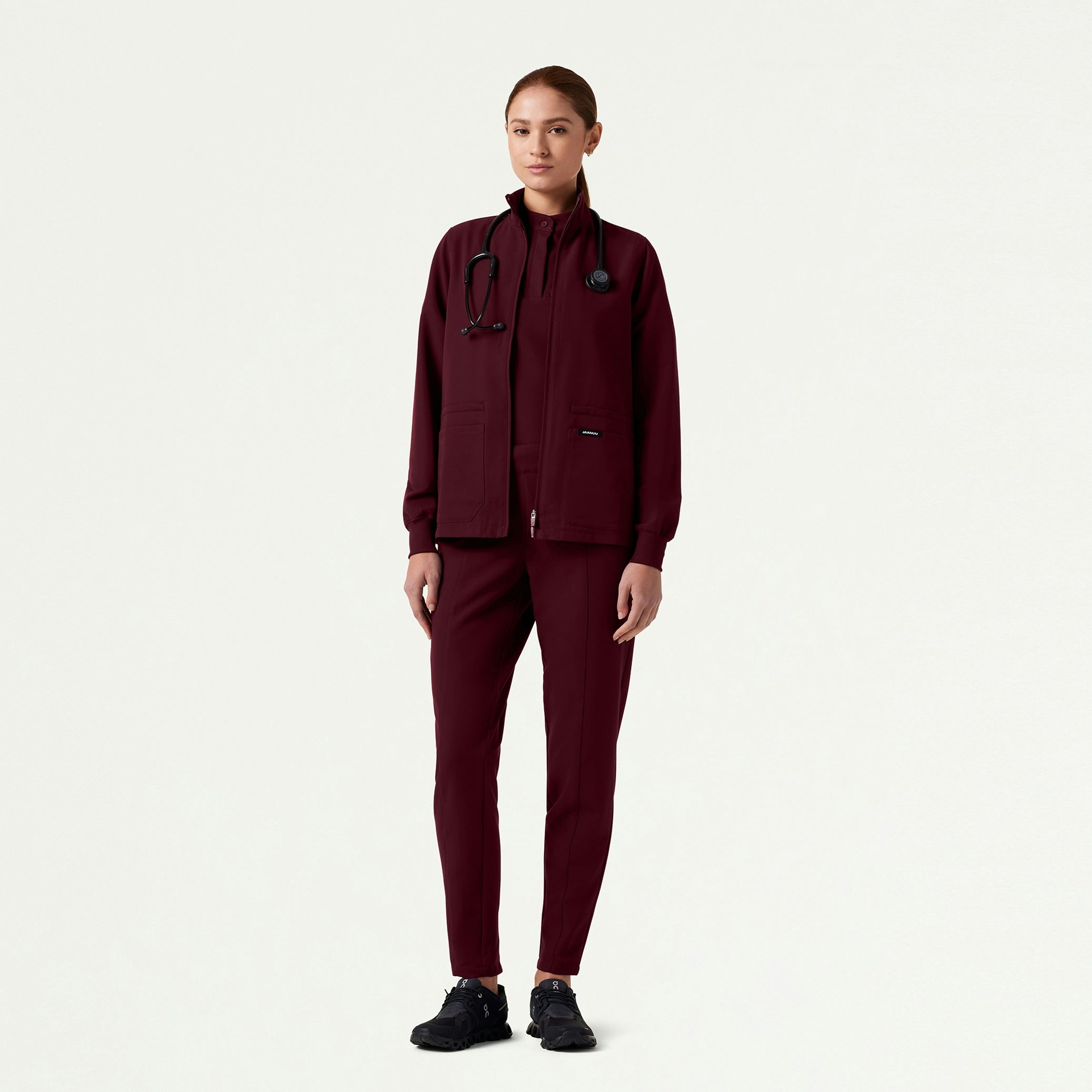 The Morgan Jacket Scrub Set - Burgundy