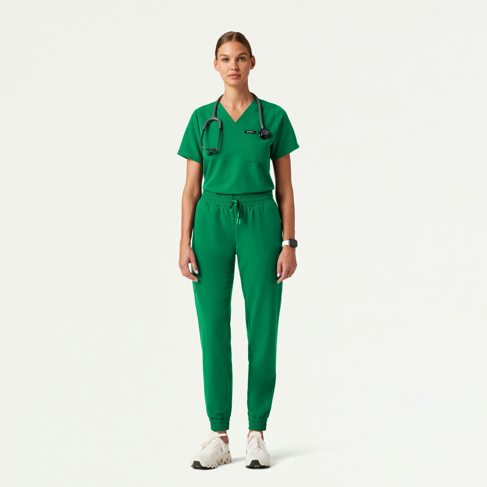 Rhena Essential 1-Pocket Scrub Top - Emerald Green - WOMEN'S TOPS - Jaanuu