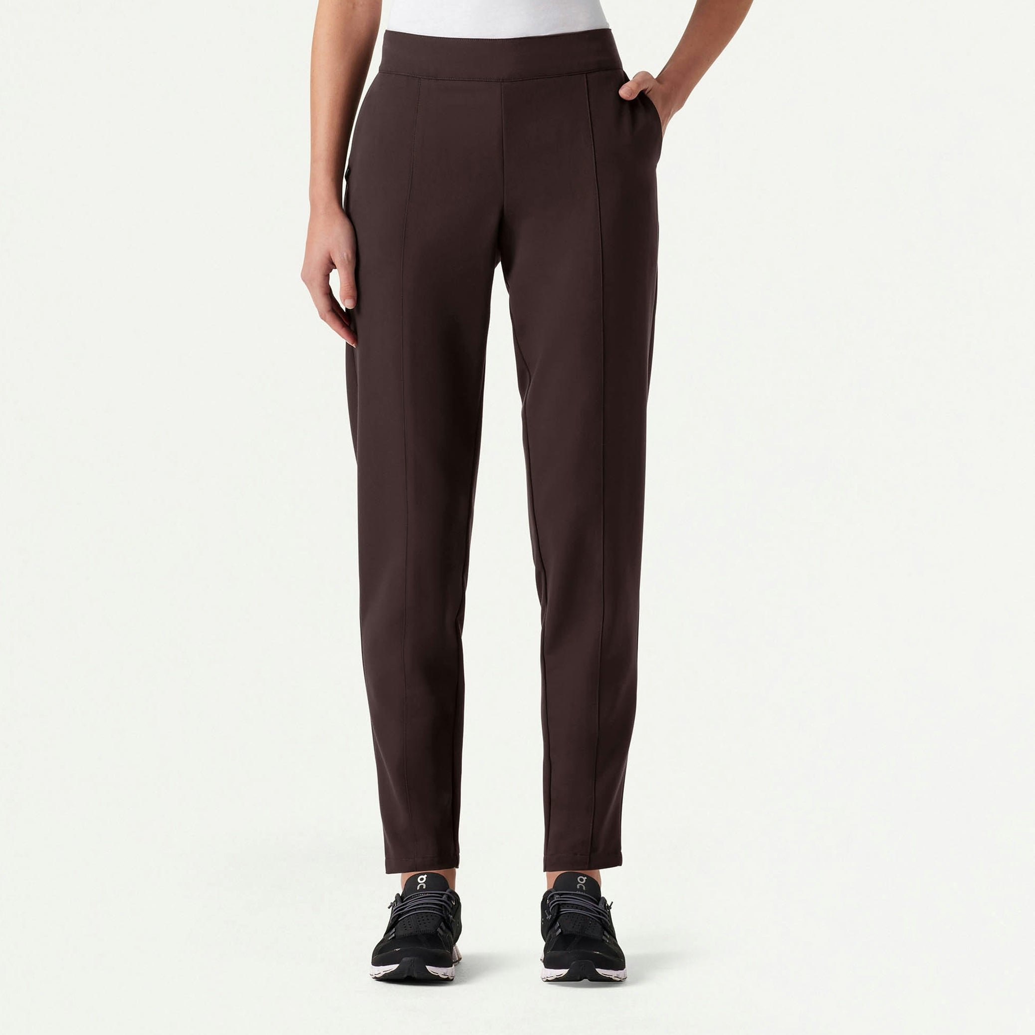 Lio Tapered 5-Pocket Scrub Pant - Espresso - WOMEN'S PANTS - Jaanuu