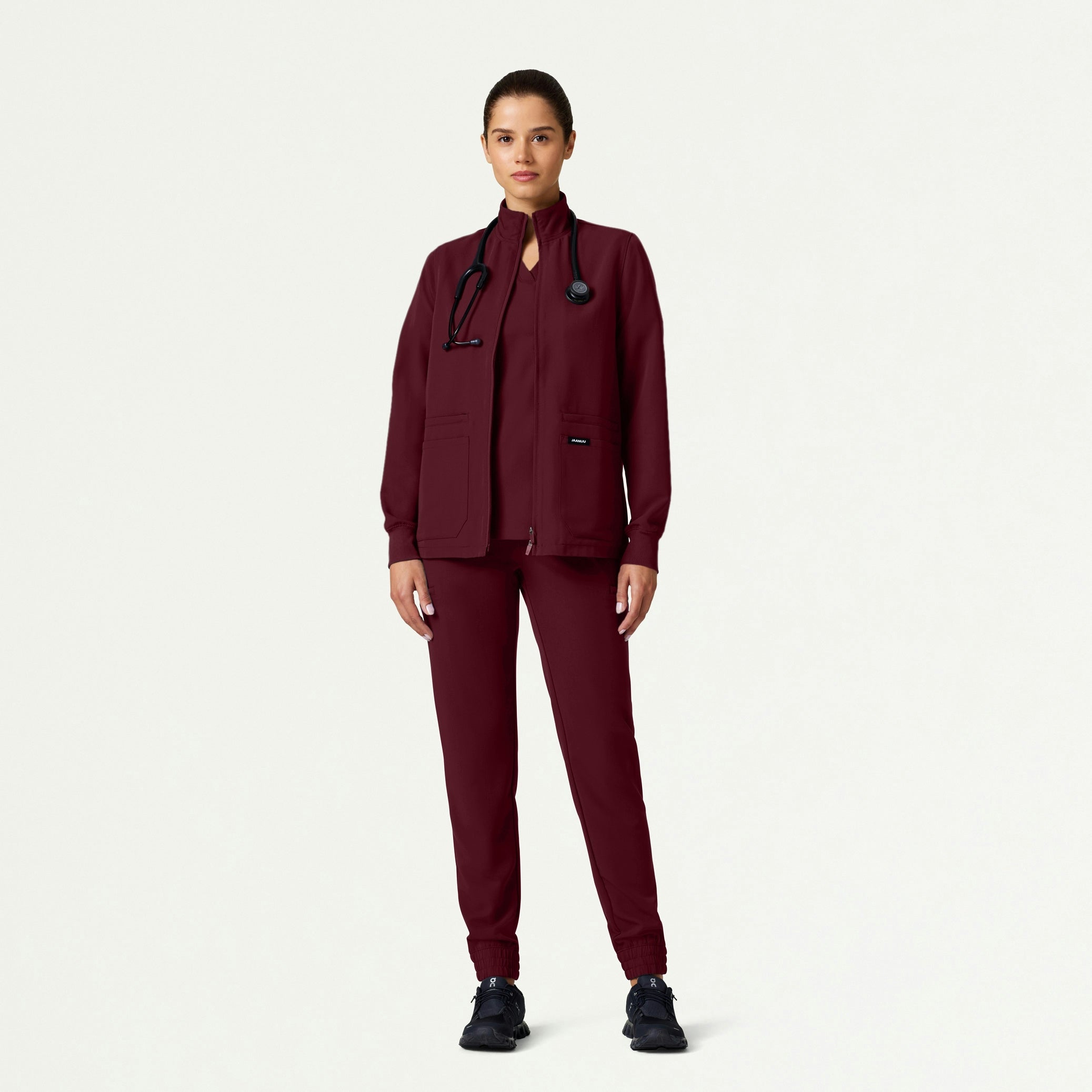 The Verda Jacket Scrub Set - Burgundy