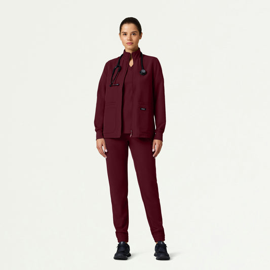 The Verda Jacket Scrub Set - Burgundy