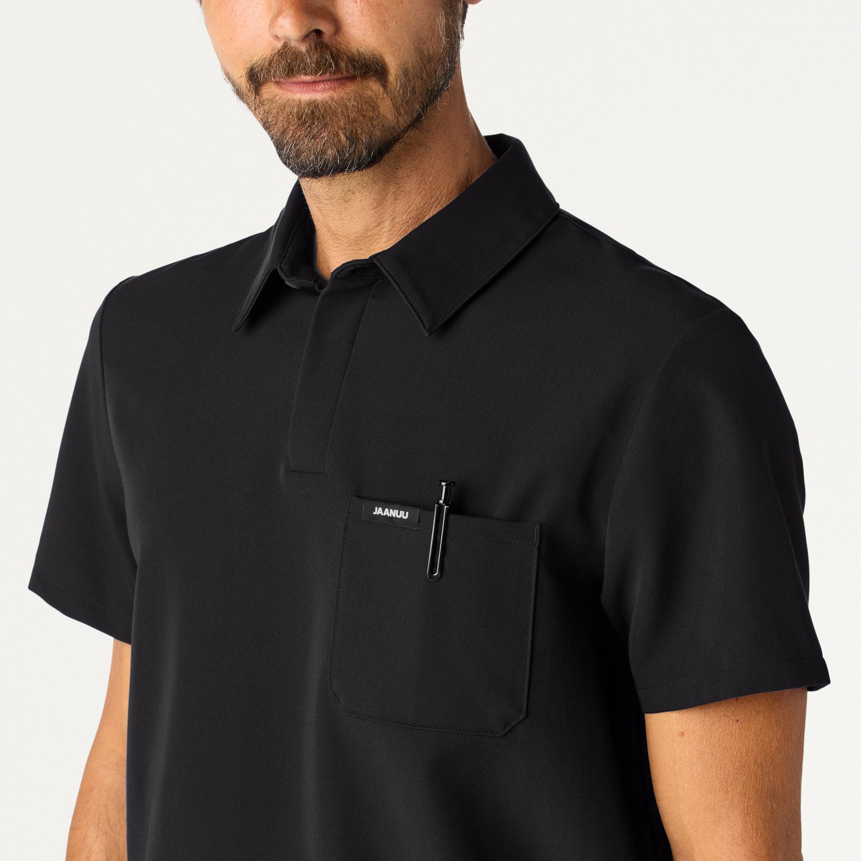 Calderon Polo Scrub Top - Black on-body detail