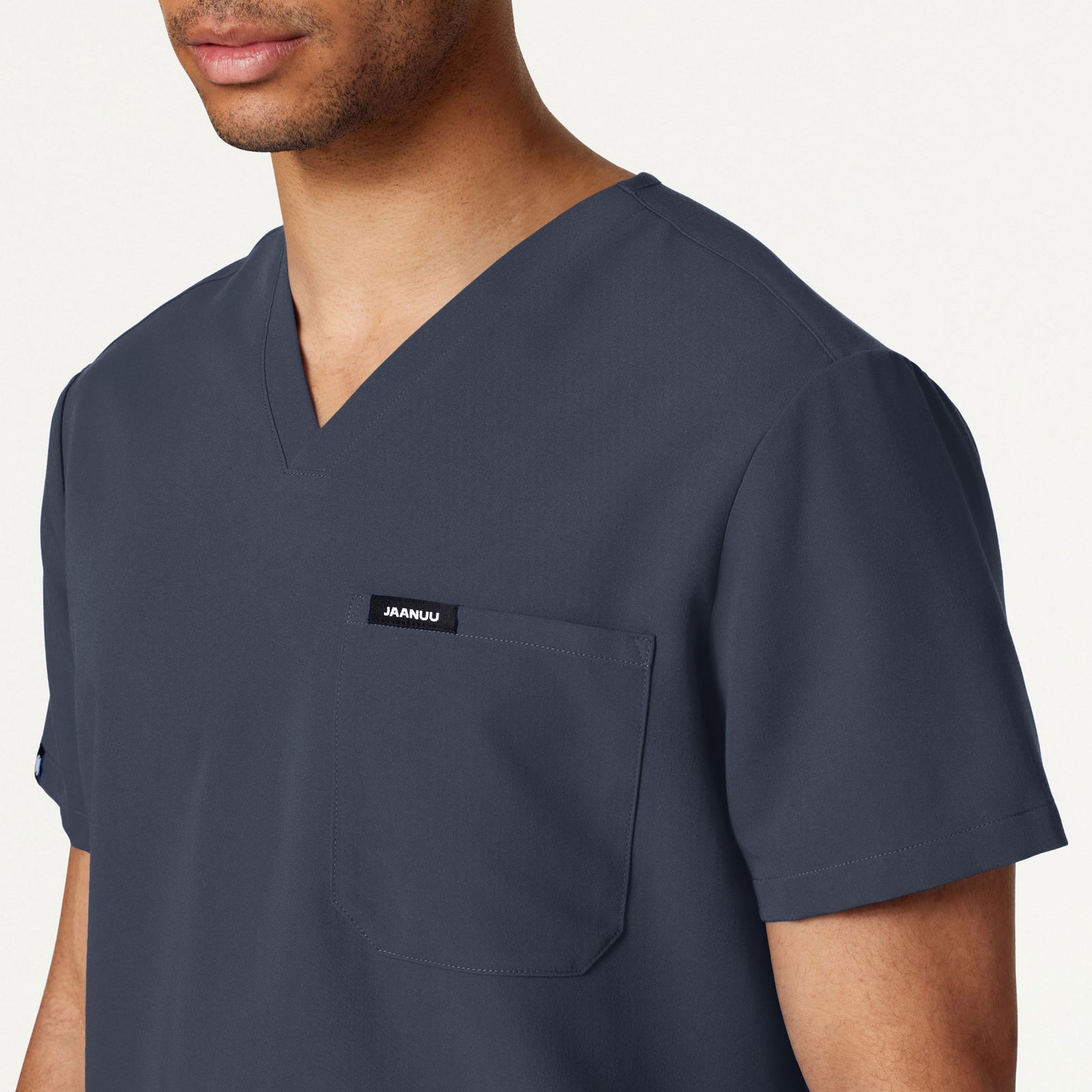 Holmes Everyday 1-Pocket Scrub Top - Carbon Gray on-body detail