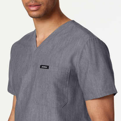 Holmes Everyday 1-Pocket Scrub Top - Heather Gray on-body detail
