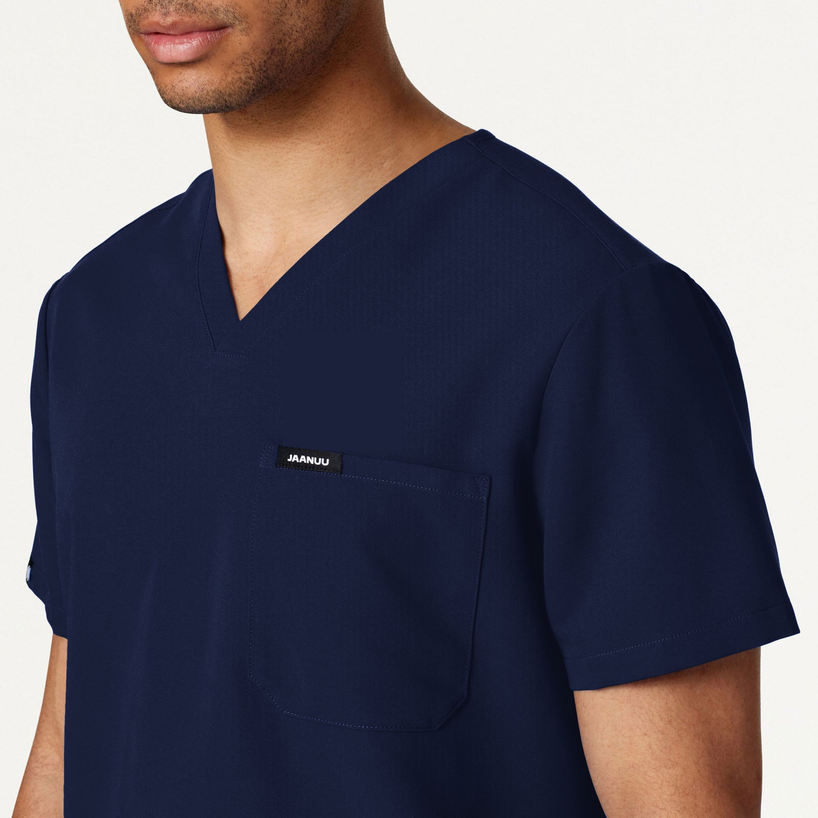 Holmes Everyday 1-Pocket Scrub Top - Midnight Navy on-body detail