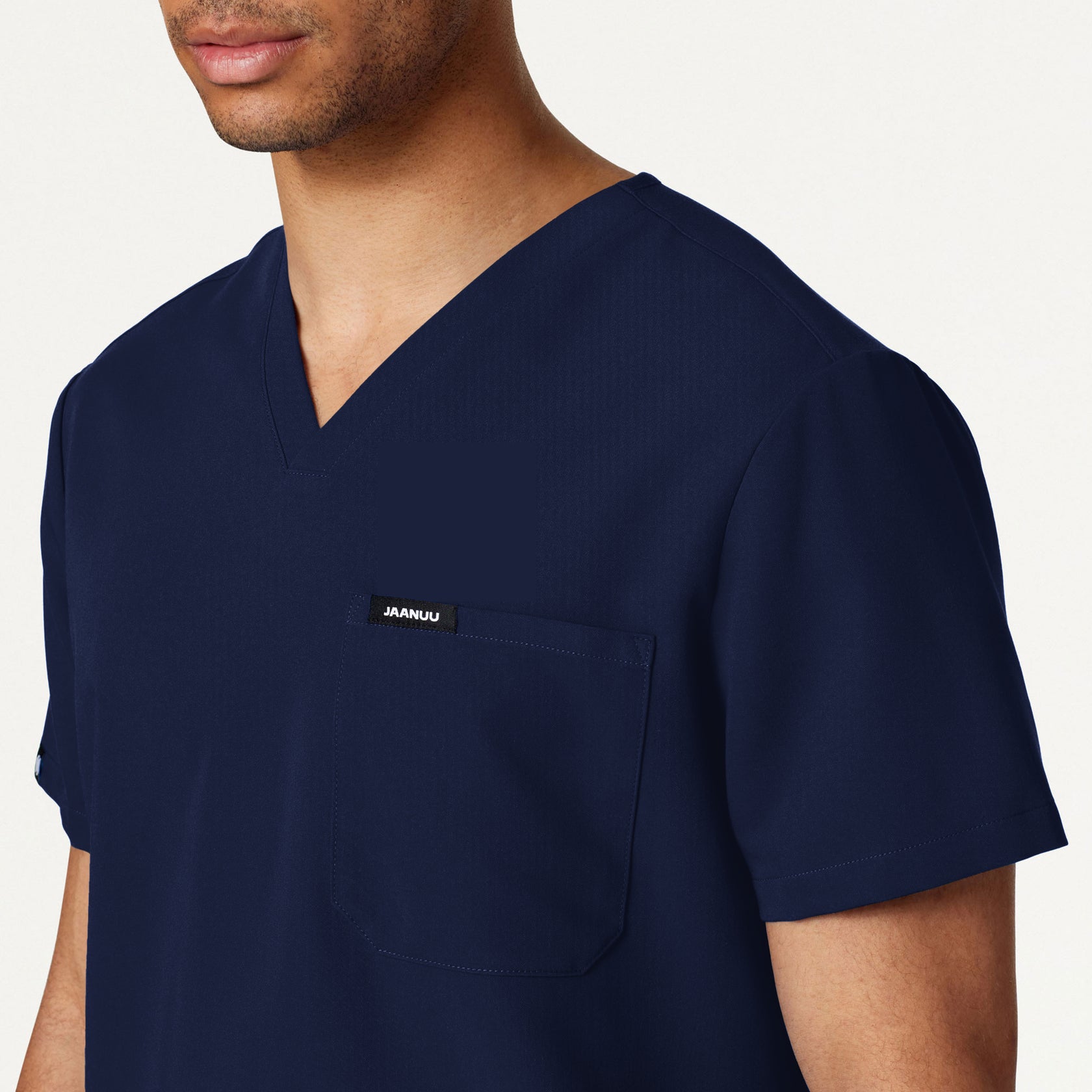 Holmes Everyday 1-Pocket Scrub Top - Midnight Navy on-body detail