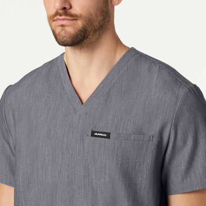 Platt 3-Pocket Scrub Top - Heather Gray on-body detail