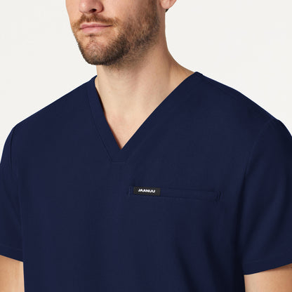 Platt 3-Pocket Scrub Top - Midnight Navy on-body detail