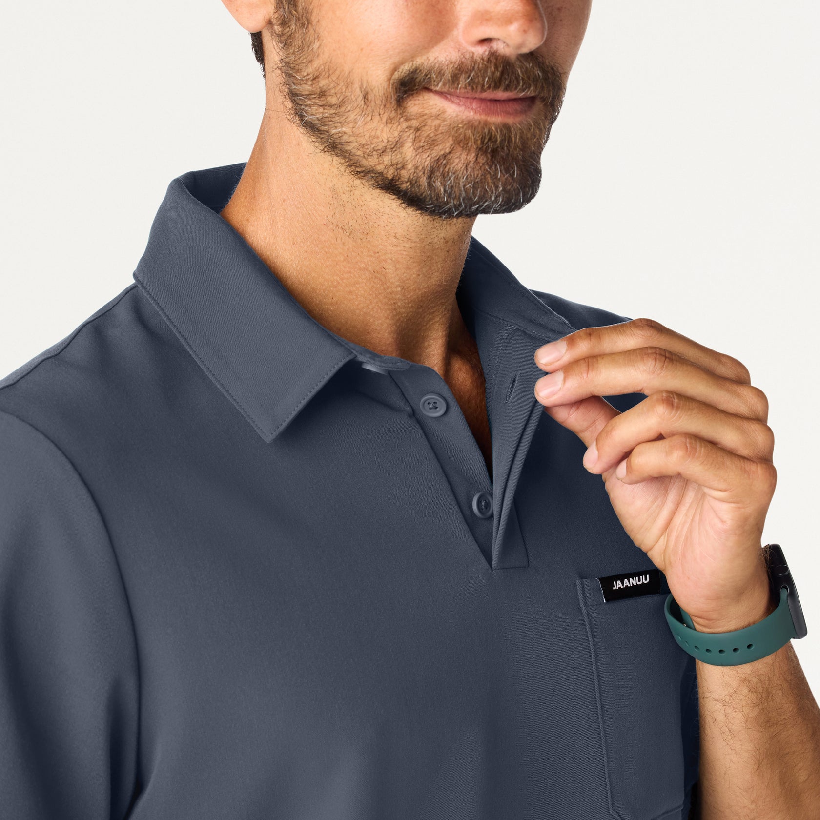 Calderon Polo Scrub Top - Carbon Gray on-body detail
