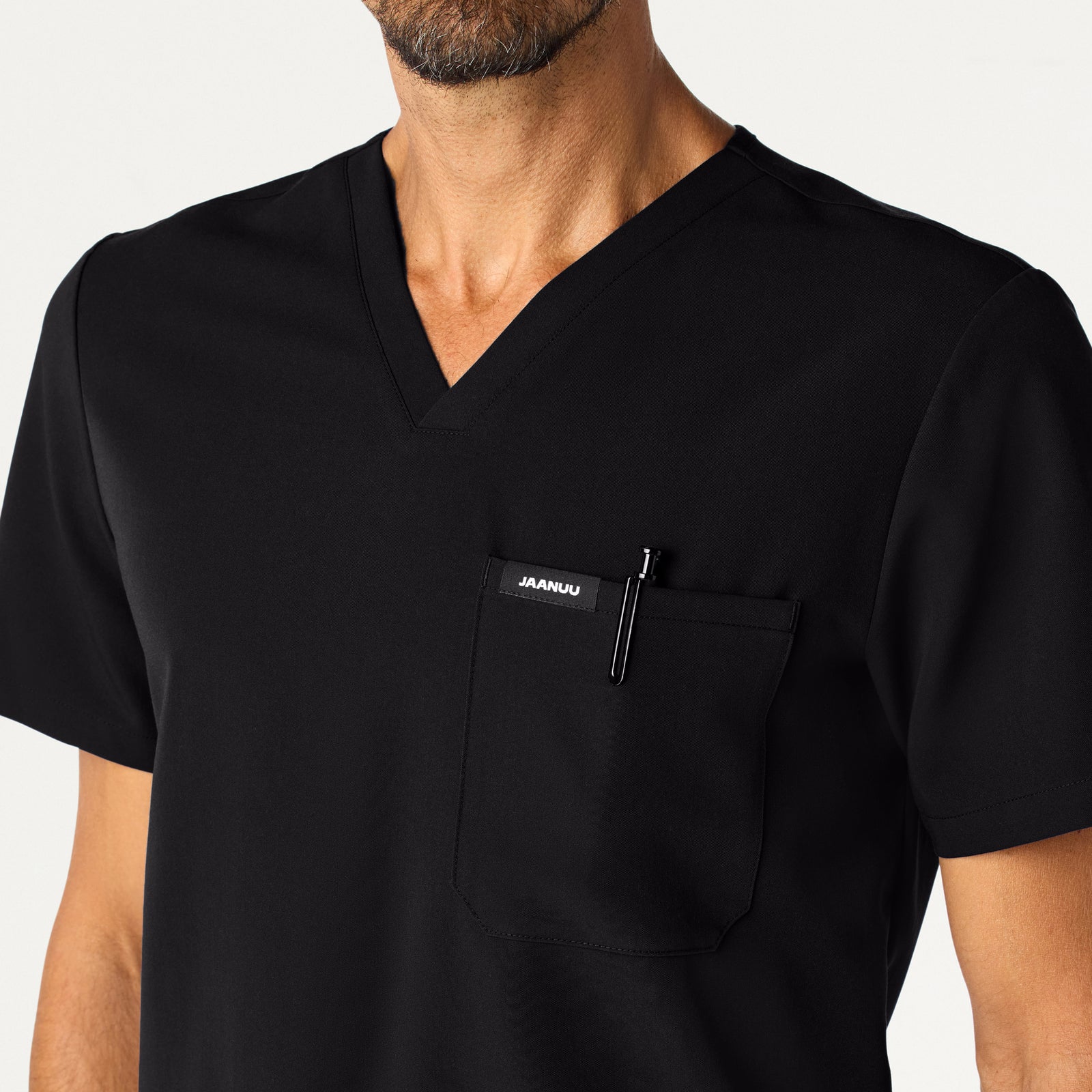 Holmes Slim Everyday 1-Pocket Scrub Top - Black on-body detail