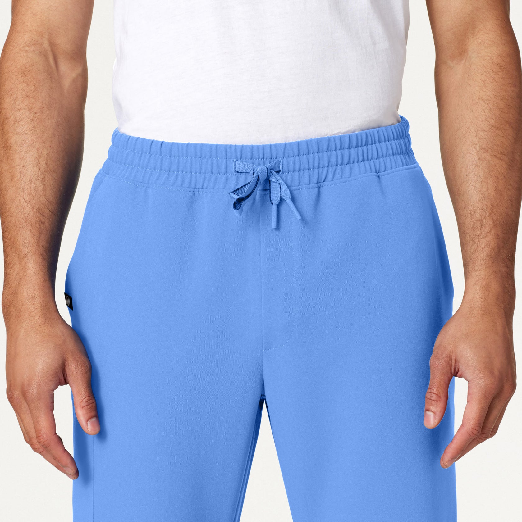 Rhodes Everyday Straight-Leg Scrub Pant - Ceil Blue on-body detail