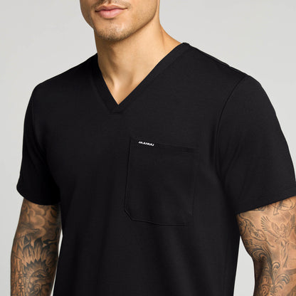 Asher Slim UltraSOFT™ Scrub Top - Black on-body detail