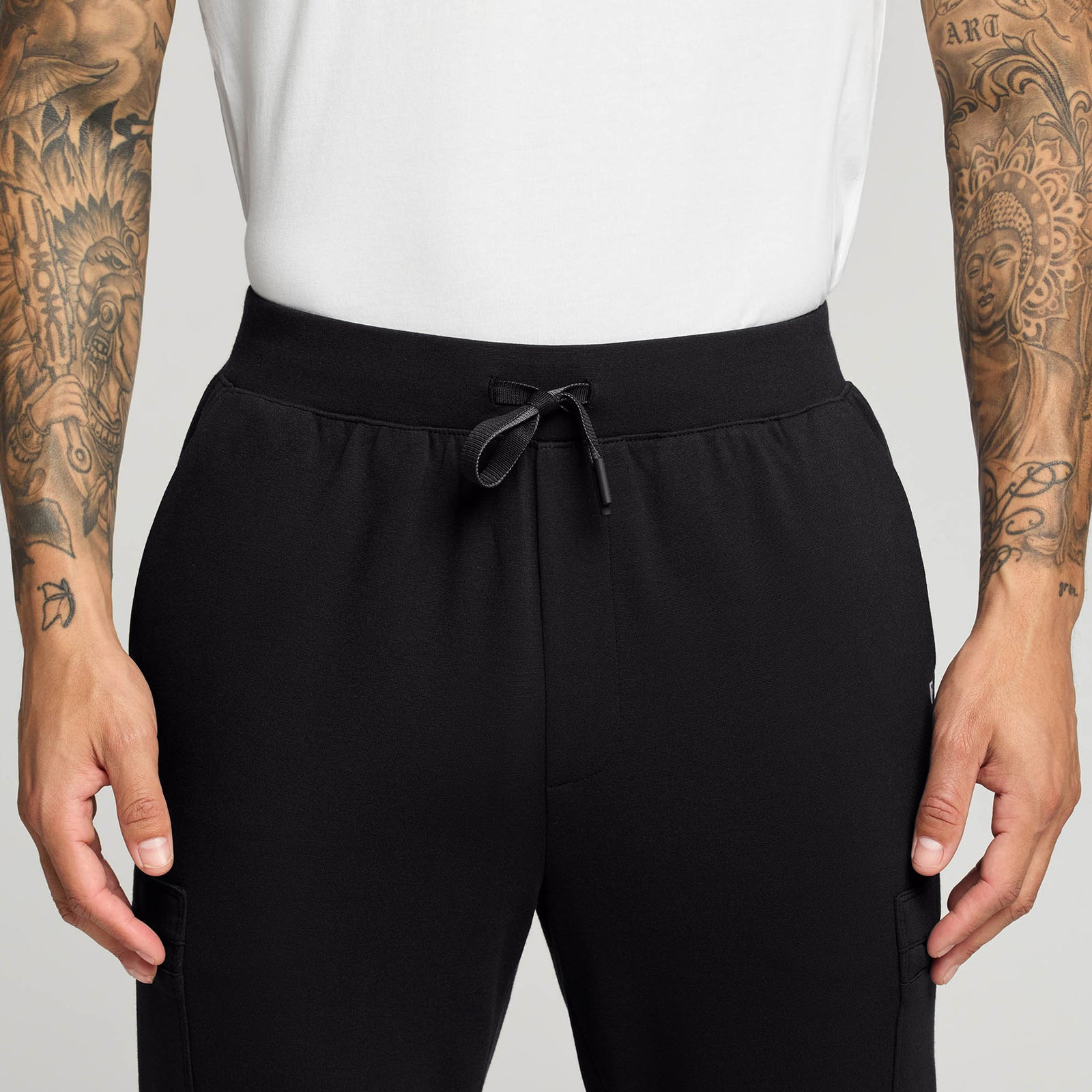 Ollie Slim UltraSOFT™ Cargo Scrub Jogger - Black on-body detail