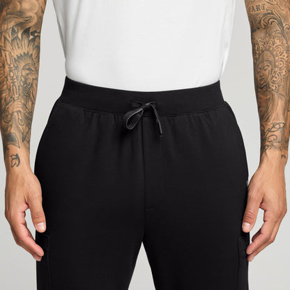 Ollie Slim UltraSOFT™ Cargo Scrub Jogger - Black on-body detail