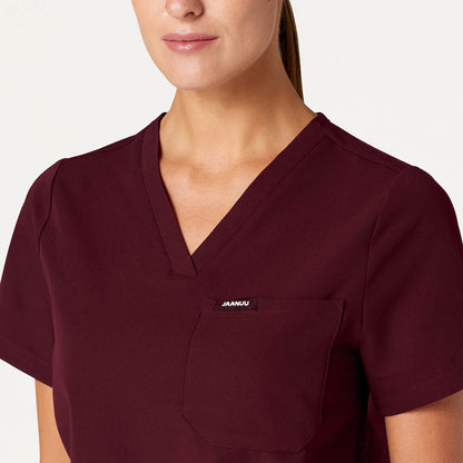 Rhena Essential 1-Pocket Scrub Top - Burgundy