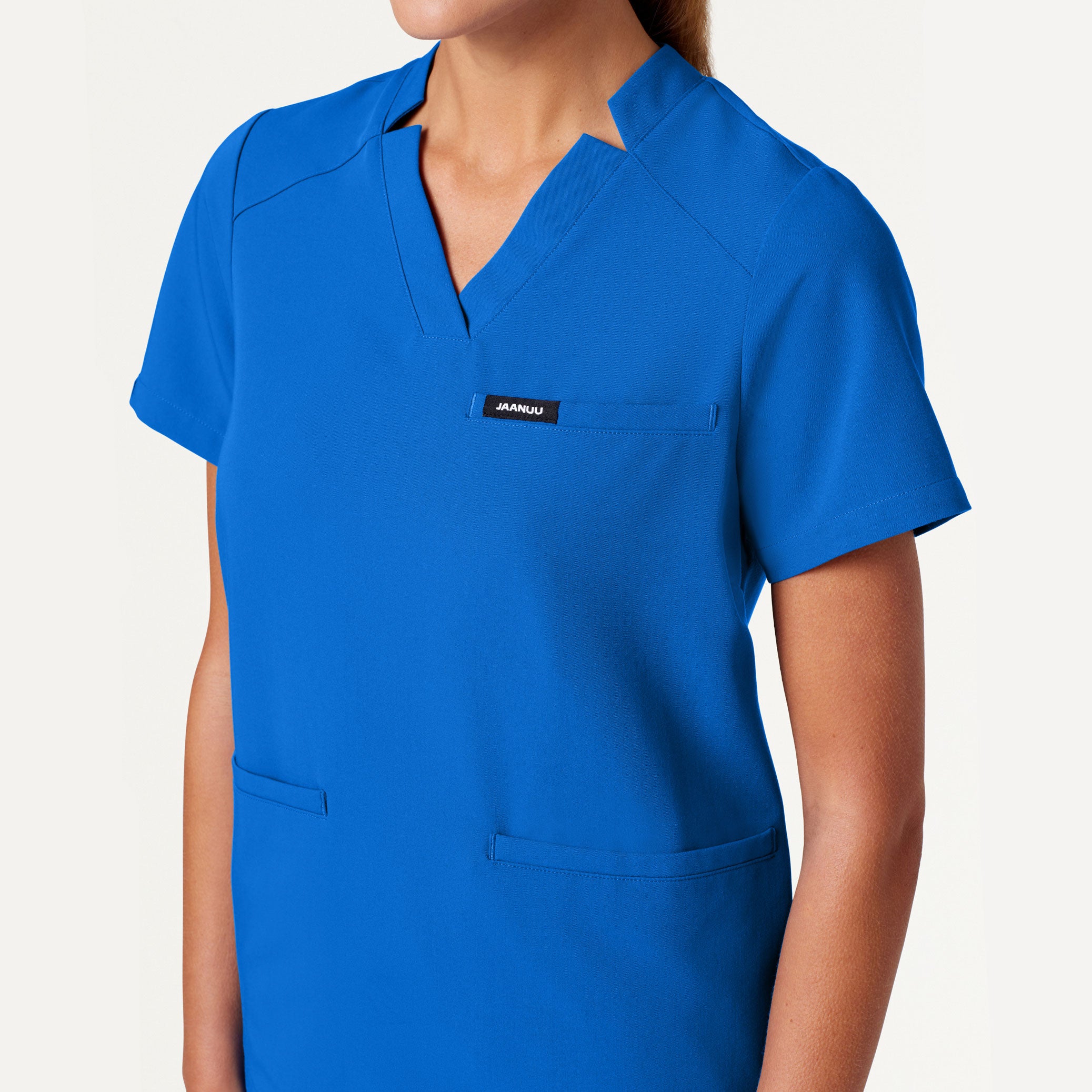 Helia Notched V-Neck Scrub Top - Royal Blue – JAANUU
