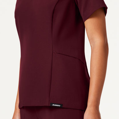 Calix Fit & Flare Scrub Top - Burgundy
