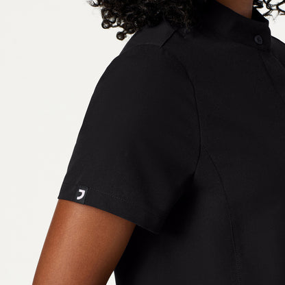 Savi Tuck-In Stand-Collar Scrub Top - Black