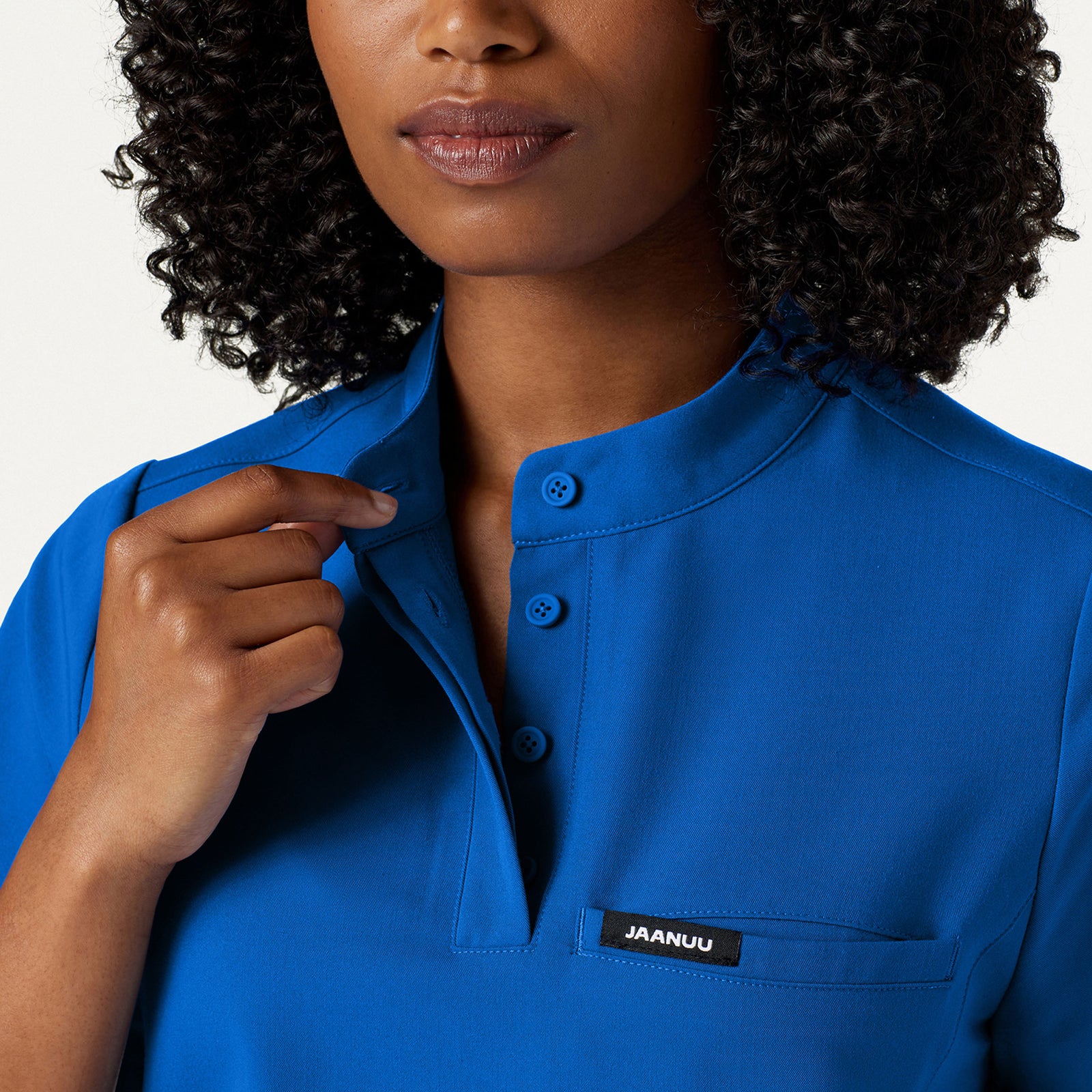 Savi Tuck-In Stand-Collar Scrub Top - Royal Blue