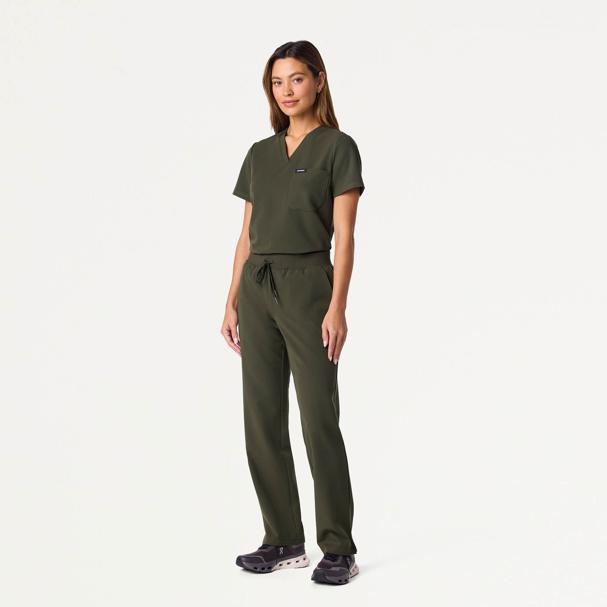 Xenos Essential Knit-Waist Scrub Pant - Deep Olive