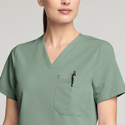 Rhena Slim 1-Pocket Scrub Top - Sage